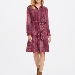 Draper James Angie Check Belted Shirt Dress Size 6